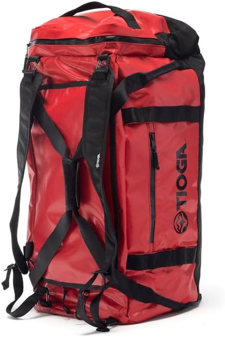 TIOGA Venture Outdoor Duffel Bag with Backpack Straps, Weather Resistant, Rugged Construction, Gear Hauling for Outdoor Adventures, Large / 70L, Red