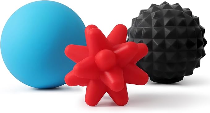 HODEMI 3.5" Massage Ball Set for Self-Massage, Textured Lacrosse Balls for Deep Tissue Muscle Relaxation, Trigger Point & Muscle Recovery, Myofascial Release Support for Back, Shoulder & Foot
