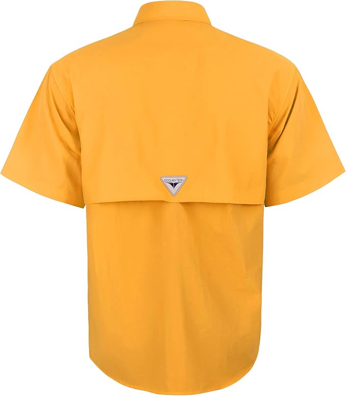 Alimens & Gentle Short Sleeve Fishing Shirt Wicking Fabric Sun Protection Casual Button Down Shirts