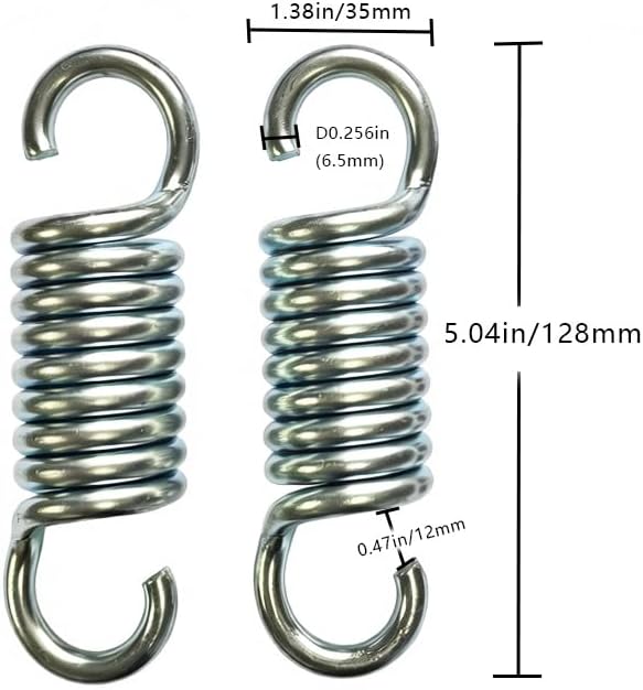 Outdoor Patio Swing Spring Hook 990lb Load Bearing Hammock Swing Accessories 5.04-inch Galvanized Hooks 2-Pack Straight Extended Springs with Noise-Reducing Pads
