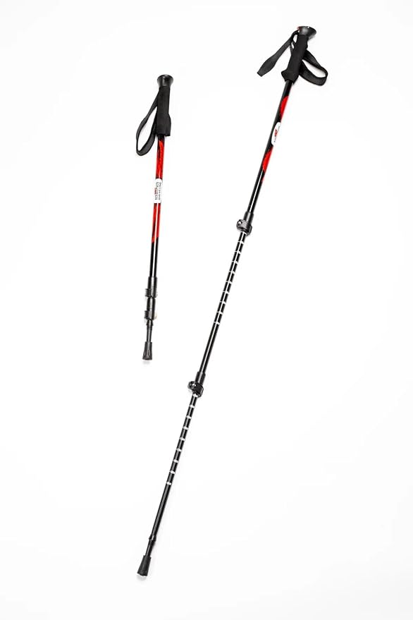 Trekking Poles – Adjustable Lightweight Hiking Poles with Snow Baskets & Carbide Tips for Winter, Rubber Tips for Summer, All-Terrain Use