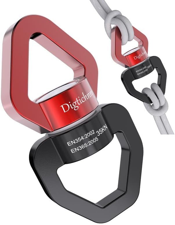 Swivel Hook for Swing,Aluminium Alloy 35KN, Swing Swivel Hanger for Tree Swing, Aerial Dance, Children’s Swing, Hanging Hammock Outdoor Indoor(Black-Red)