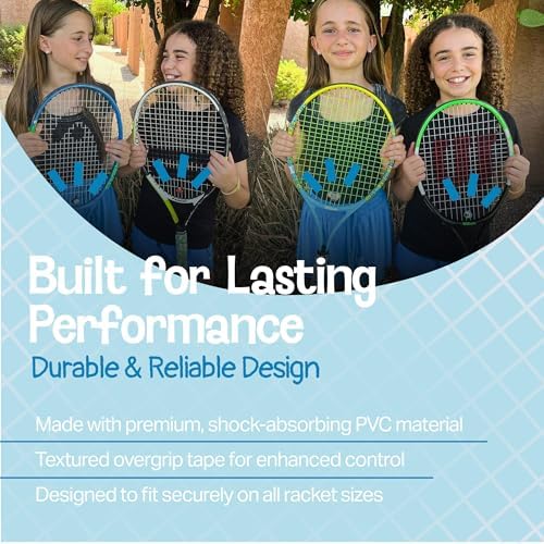 Racket Pets Kids Tennis Racket Dampener & Matching Overgrip Tape, Performance Shock Absorbing Dampener for Tennis Racket & Fun Animal Print Tennis Wrap Grip Tape