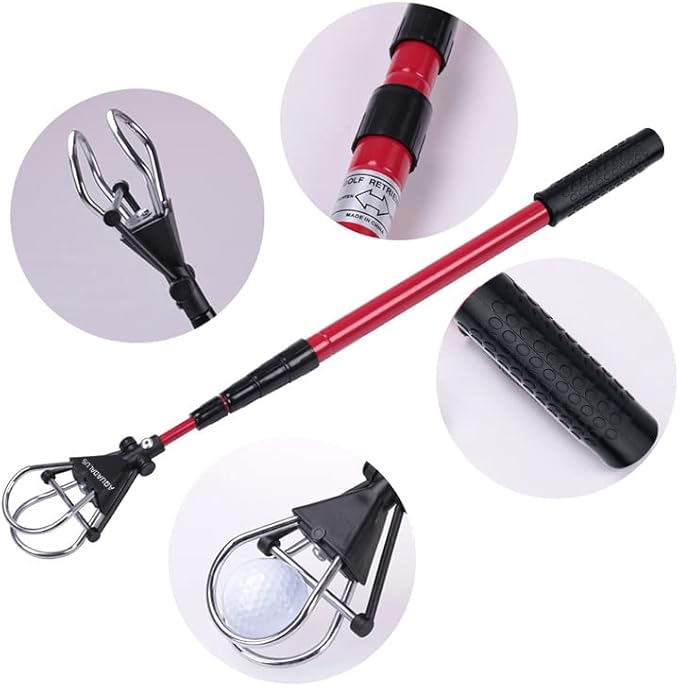 Club Golf Retriever for Water, Telescopic Retriever with Headcover, Stainless Telescopic Extendable Golf Ball Retriever