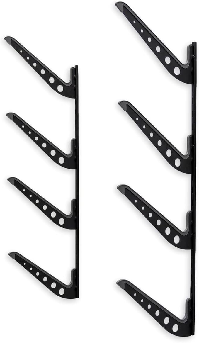 StoreYourBoard Beach Chair Storage Rack for Garage, Umbrella Wall Rack, Surfboard Rack for Wall, Wakeboard Rack, Snowboard Wall Mount, Paddle Board Storage Rack, 4-Level Board Hanger, 100 lb, Black