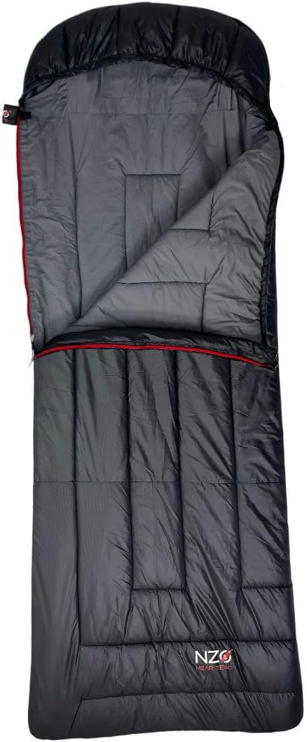 Near Zero Peralta 25°F Lightweight Sleeping Bag – Sorona Insulation for Outdoor Camping, Compact 2.5 lb Design, 20D Ripstop Nylon Shell – 86"x33", Compresses to 10"x6"