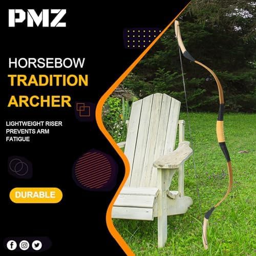 PMZ Archery Recurve Bow Set, 54" High-Performance Horse Bow for Hunting, Right Left Hand Traditional Turkish Bow for Youth Adults Beginners to Advanced Outdoor Practice & Hunting, 20-50 lbs