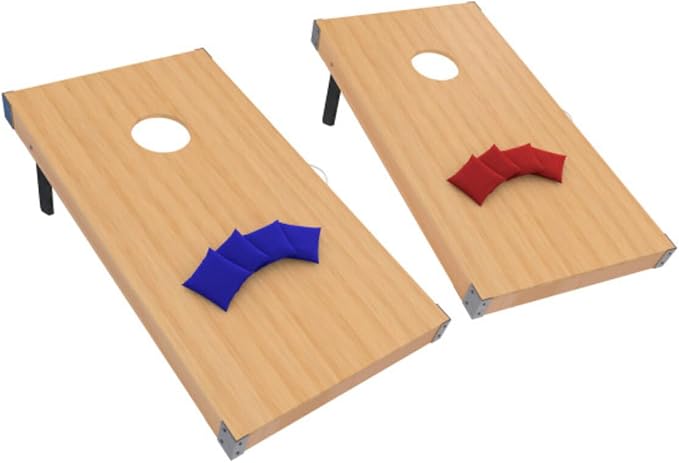 Cornhole Set - 4ftx2ft Regulation Size Outdoor Bean Bag Toss with 8 Bags Included - Yard Games for Ages 14 Years Old and up by Trademark Games (Blue, Red, Tan)