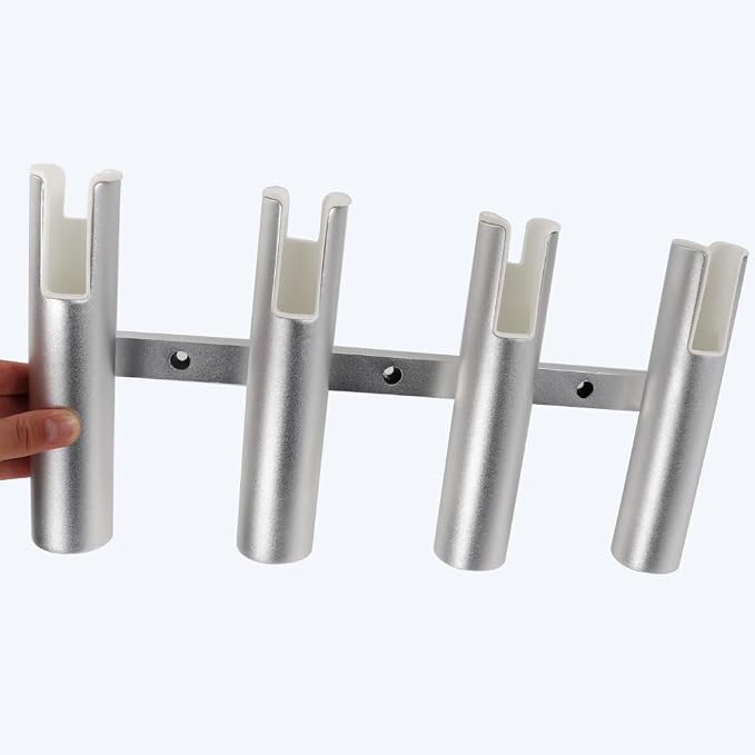 2PCS 4-Tube Aluminum Fishing Rod Holder for Boat, Wall-Mounted Fishing Pole Roof Rod Rack, Surf Fishing Rod Holder for Truck, Boats & Yacht