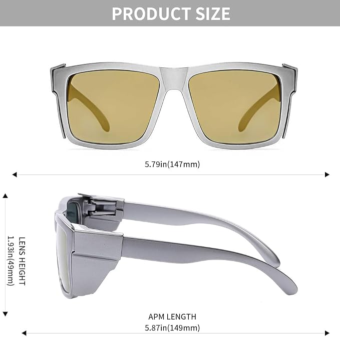 ANSI Z87 Safety Sunglasses UV400 Polarized Removable Side Shields Durable Protective Eyewear Construction