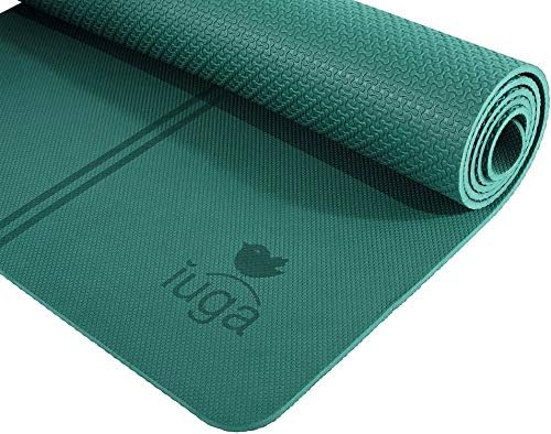 IUGA Premium Set- Includes 1 Yoga Block 2 Pack with Yoga Strap, 1 Eco Friendly Yoga Mat with Alignment Lines