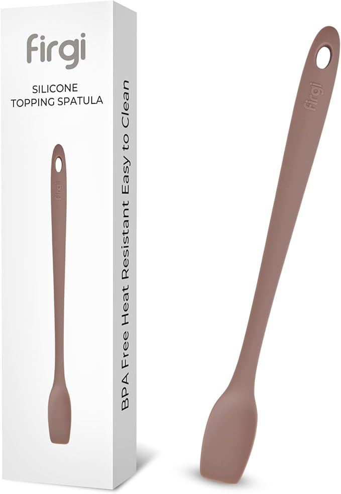 Platinum Silicone Topping Spatula for Cooking – BPA Free Heat Resistant Cooking Utensils for Non Stick Pans – One-Piece Spoonula for Baking, Mixing & More – Kitchen Scraper 10.7” Brown