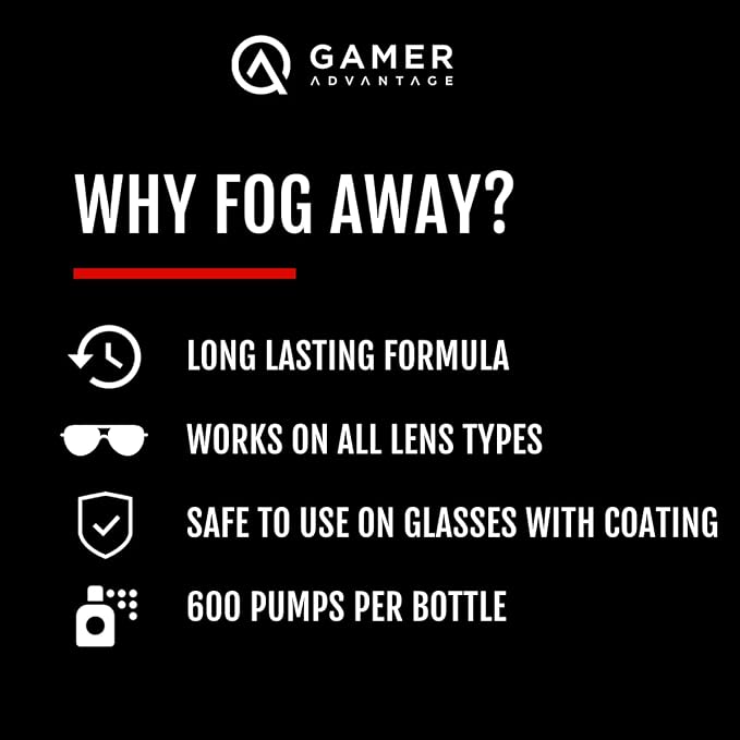 Gamer Advantage FogAway - Anti Fog Spray for Swim Goggles, Glasses, and Home Electronics - Safe for All Lens Types (2 Oz, Pack of 2)