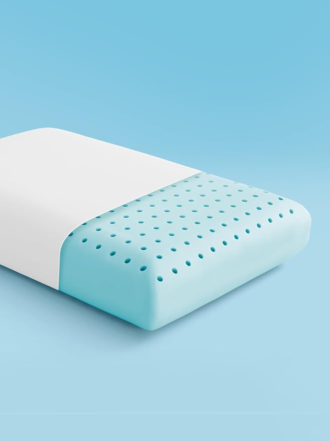 SLEEP ZONE Cooling Memory Foam Firm Pillow King, Breathable, Odorless, Cool Surface with High Support for Back and Side Sleepers, Home Hotel Hospital Essentials, 2 Pack White