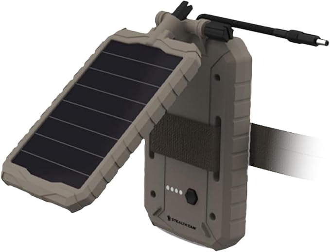 Stealth Cam Sol-Pak 3000mAh Solar Battery Pack with Adjustable T-Swivel Brackets, Durable ABS Housing, and LED Battery Indicator (2-Pack)
