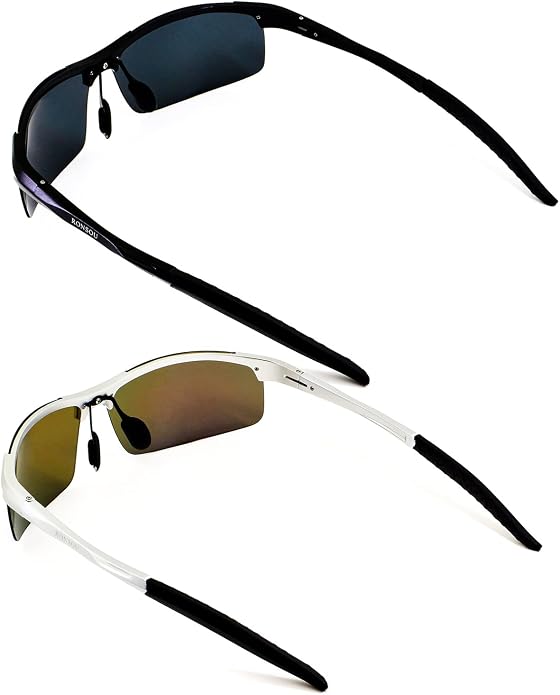 RONSOU Men Sport Al-Mg Polarized Sunglasses Unbreakable for Driving Cycling Fishing Golf