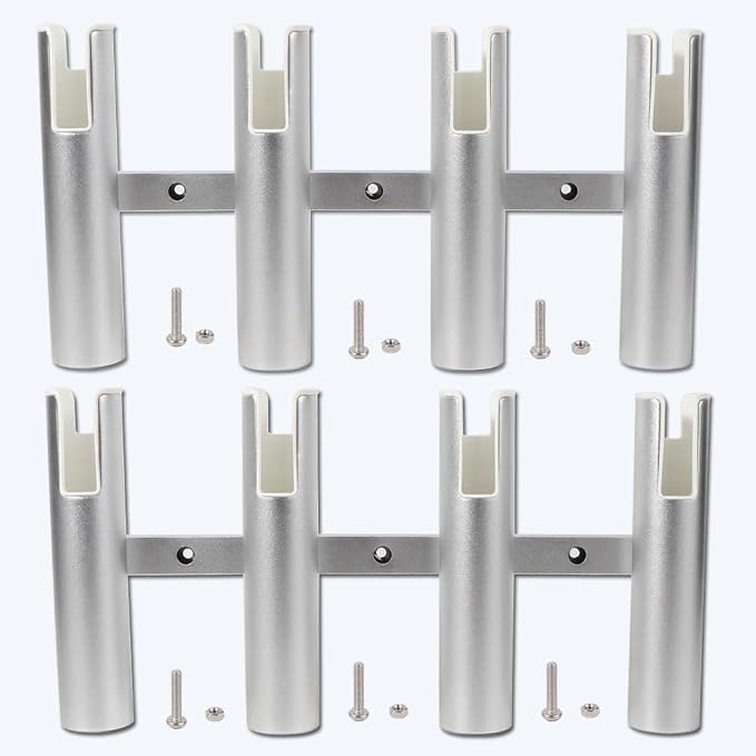 2PCS 4-Tube Aluminum Fishing Rod Holder for Boat, Wall-Mounted Fishing Pole Roof Rod Rack, Surf Fishing Rod Holder for Truck, Boats & Yacht