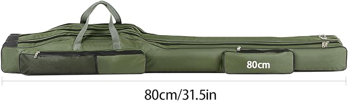 Fishing Rod Case with Fishing Tackle Box Portable Folding Rod Case Pole Reel Storage Bag Gears Organizer (80CM)