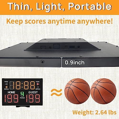 YZ Ultra-Bright LED Scoreboard, Digital Scoreboard with Remote, Portable Electronic Score Keeper, Basketball Score Board, Battery Powered Outdoor Scoreboard for Indoor Outdoor Sports