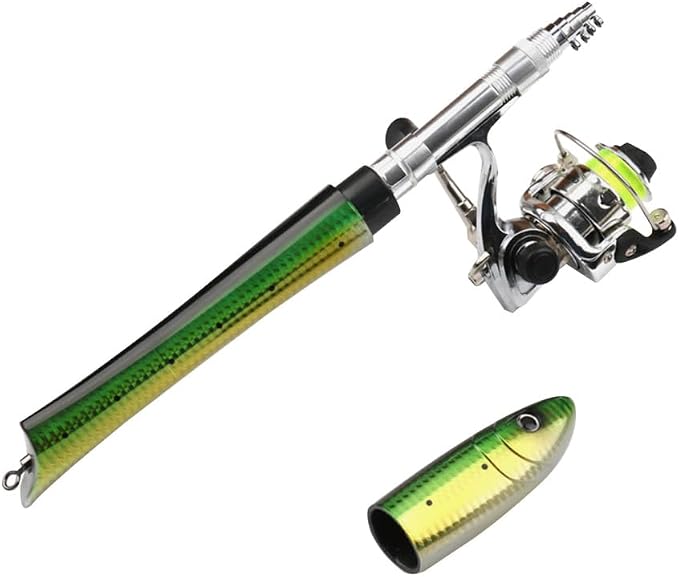 Pocket Fishing Rod, Fish-Shaped Pen Fishing Pole Lightweight Telescopic Fish Rod with Reel & Line for Saltwater Freshwater