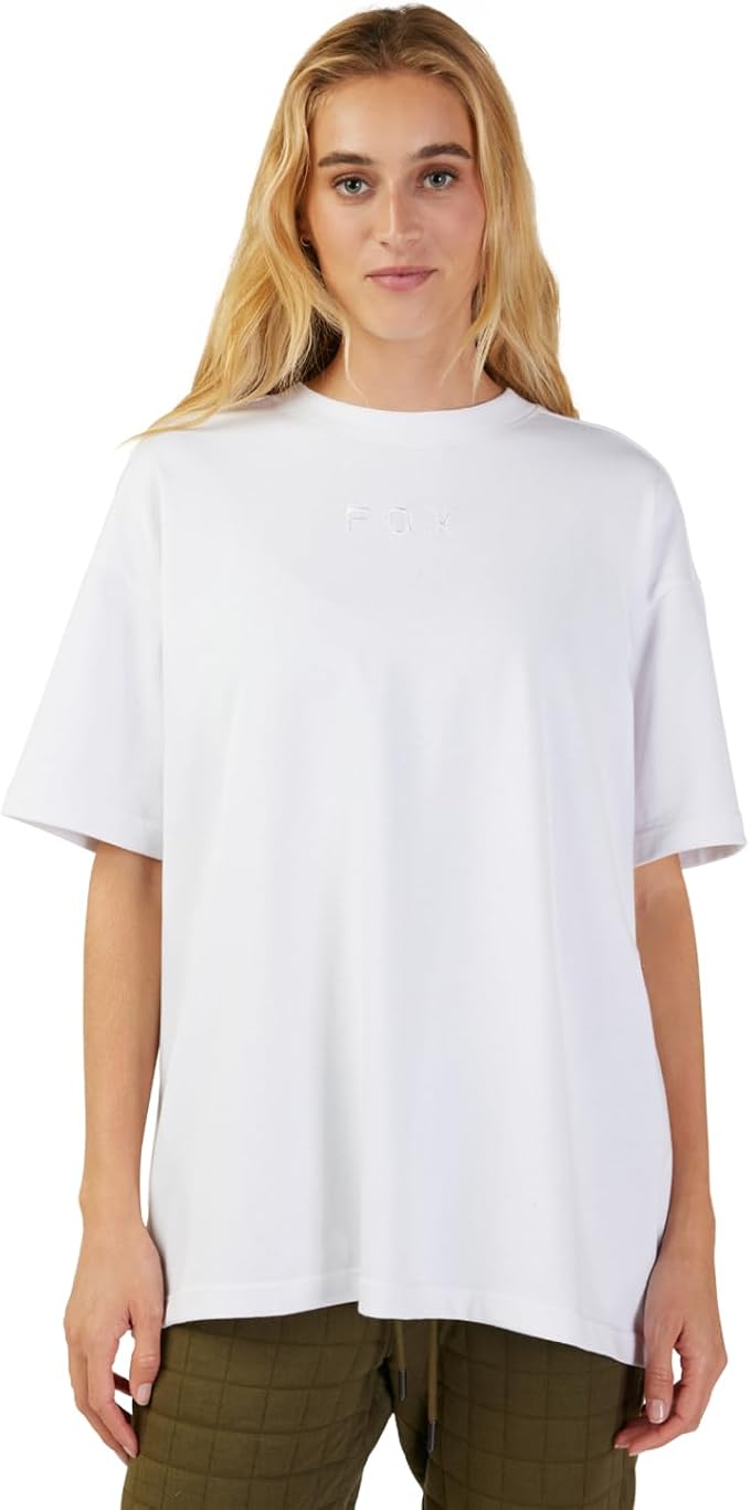 Fox Racing Women's Wordmark Oversized Short Sleeve T-Shirt, White, Large