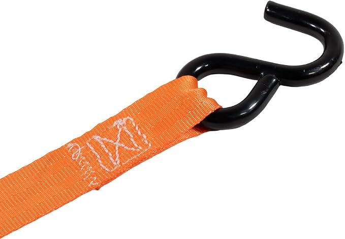 Mytee Products 4 Pack 1''x10' Bolt on Orange Retractable Ratchet Straps for Cargo - Coated S Hook Auto Retract Ratchet Straps - Self Ratcheting Strap for Boat Tie Down to Trailer & Jet Ski, ATVs