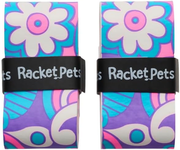 Racket Pets Kids Tennis Racket Dampener & Matching Overgrip Tape, Unicorn & Shark