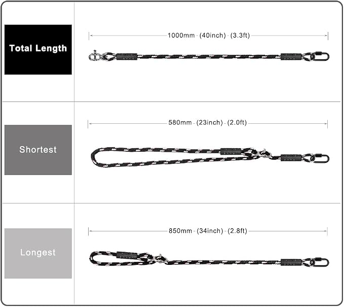 SELEWARE Tree Swing Rope Hammock Tree Straps Hanging Kit, Adjustable Rope Fast & Easy to Hang Hammock Chair Swing for Indoor Outdoor Tree Branch Camping Playground Accessories (Black, 3ft, 1 Pack)