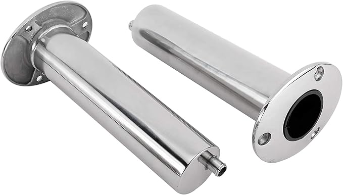 YaeMarine 4-Pack Heavy Duty Stainless Steel 316 Deluxe Rod Holders with Drain, Flush Mount Fishing Rod Pole Holders, 30 Degree /15 Degree/90 Degree