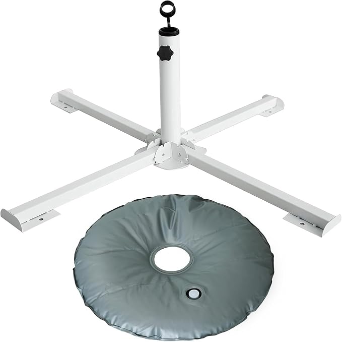 AMMSUN Foldable Portable Beach Umbrella Stand-Portable Patio Umbrella Base Holder,Outdoor Sunshade Anchor,with Weight Bag,Rust Free Tempered Iron Umbrella Stand for Courtyard,Garden,Beach,Grass