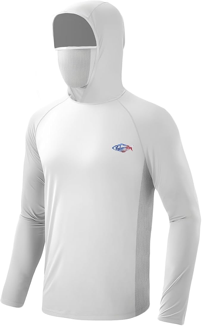 Palmyth Fishing Hoodie for Men Long Sleeve Sun Protection UV UPF 50+ Shirts | Hidden Zipper Pocket, Thumb Loops, Quick-Dry, Side Mesh Panels, Lens Cleaning Cloth, 4-Way Stretch
