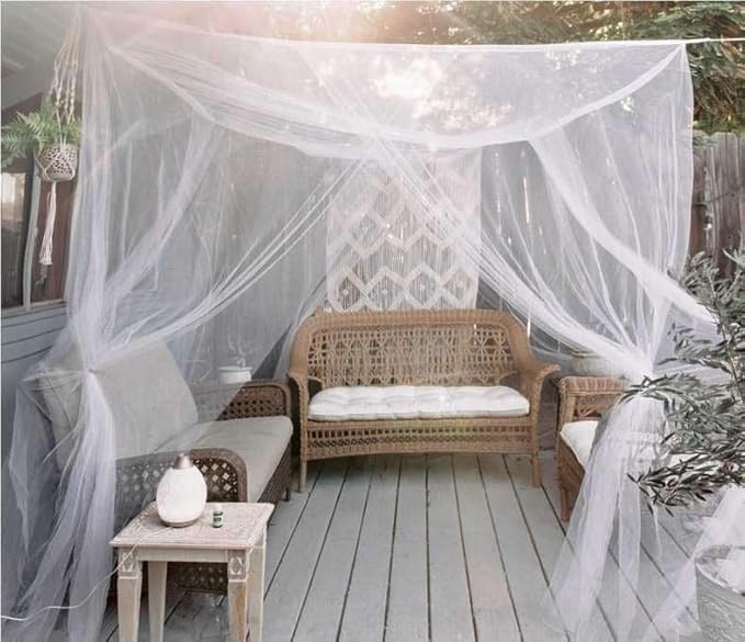 Camping Mosquito Net 10'x10' Ultra Large White Outdoor | One-opening 118"x118"x77", Bottom Fixing Strap, Insect Netting Mesh, w/ Carrying Bag for Camping, Picnic, Patio, Trips