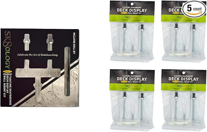 Sk8ology Skateboard Deck Display 5 Pc Kit Floating Wall Mount_AB