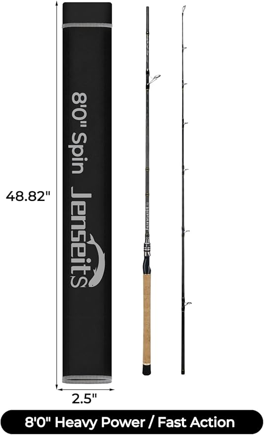 Jenseits Carbon Fiber Fishing Rod Series (6-12 Ft), Spinning & Casting Rods with Stainless Steel Ceramic Guides, Fast Action Fishing Pole for Bass, Trout, Walleye & Surf Fishing