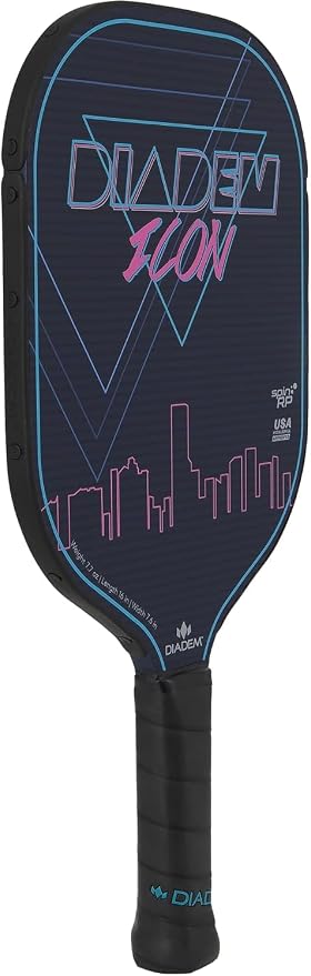 Diadem ICON Performance Pickleball Paddle | Graphite Carbon Fiber, Honeycomb Core, Fiberglass Face, Ultra Sleek Edge Guard, Spin Friendly | Indoor/Outdoor | USAPA Approved