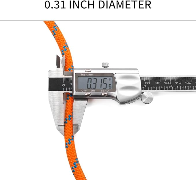 NewDoar 8mm (5/16in) Accessory Cord Rope CE 21KN Double Braid Pre Cut for Outdoor Survival, Mountaineering, Prusik,Hauling Dragginge(Orange 8mm,98FT)