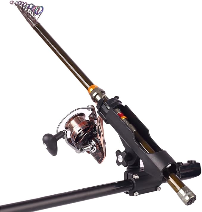 HiUmi Adjustable Black Fishing Rod Holder for Boat Kayak Swivel Side Mount Kits Tackle