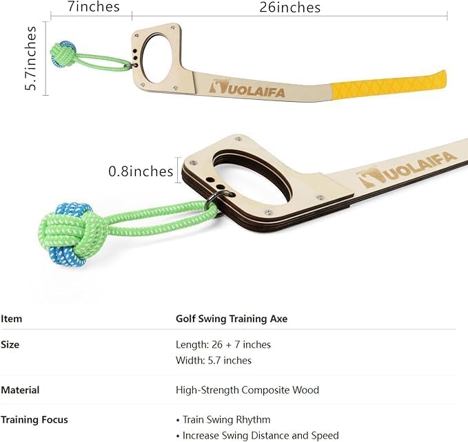 Golf Swing Training Aid Bundle – Swing Tempo Distance Enhancer Axe + Adjustable Swing Rotation Trainer Strap for Thoracic Rotation, Body Turn & Muscle Memory – Indoor & Outdoor Practice for Beginners
