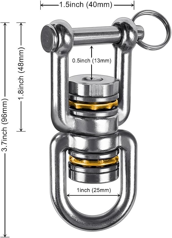 BeneLabel Heavy Duty Swing Swivel - Stainless Steel 360° Rotation Device for Web Tree Swing, Aerial Yoga, Hammock Chair - Smooth, Safe, and Durable - 770LB Capacity, 2 Pack