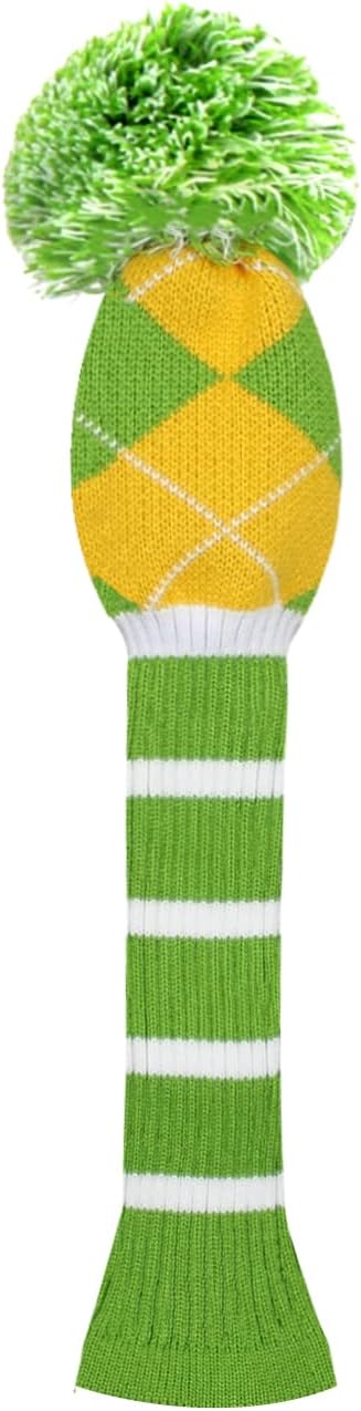 Scott Edward Knit Golf Club Cover with a Pom Set of 5 Head Covers Protect Driver Wood(460cc) 1 Fairway Wood2 and Hybrid/UT2 with Rotating Club Number Tags