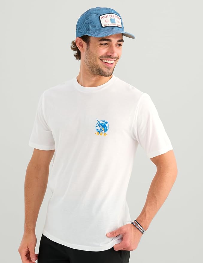 HUK Mens Fishing Graphic Tee, Performance Short Sleeve, Quick-Dry