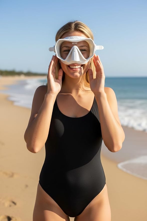 SEAC Pura – Frameless Single-Lens Silicone Diving Mask | Antifog Low Volume Mask for Diving and Snorkeling with 3D Buckle
