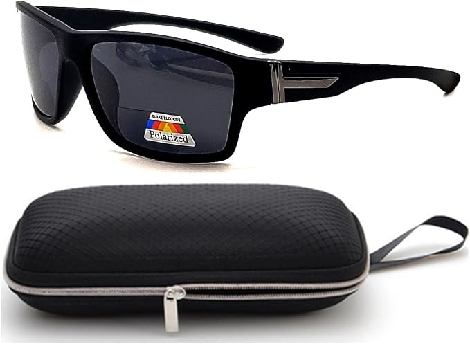 Polarized Bifocal Sunglasses Reading Glasses for Men Women Sports Wrap Silver Mirror Black Fishing Driving