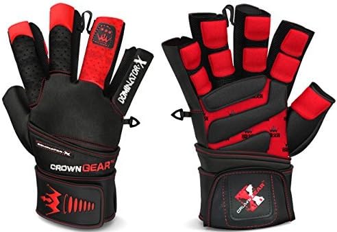 Weightlifting Gloves for Gym Fitness Crossfit Bodybuilding - Workout Gloves for Men & Women - Dominator Leather Crossfit Cross Training Gloves Wrist Strap Wrap - Best Weight Lifting Gloves with Wrist Support for Heavy Lifting - 1 Year Replacement Warranty