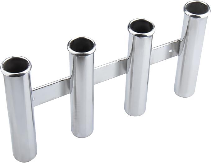 Fishing Rod Holder for Boat, Vertical Wall Mounted Fishing Rod Rack, Stainless Steel Rod Holder for Marine Boat,Fishing Boat, Truck (4 Tubes Standard)