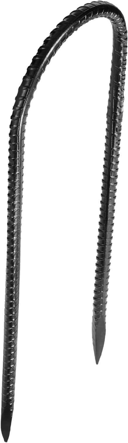 VEVOR Rebar Stakes, 12-Inch, Heavy-Duty 0.32 in Diameter U Shape, Galvanized Steel Ground Anchors with Chisel Point End & Rust-Resistant Coating, for Gardening Support, Fence, Camping Tents (8-Pack)