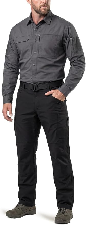 CQR Men's Long Sleeve Tactical Shirts, Ripstop Military Work Shirts, UPF 50+ Breathable Button Down Outdoor Hiking Shirt