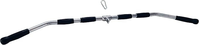 Lat Cable Machine Attachment Curl Pulldown Barbell Revolving Bar, Multi-Exerciser Cable Attachment, Solid Steel Tricep Press Down Bar with Rubber Handgrips & Revolving Hanger