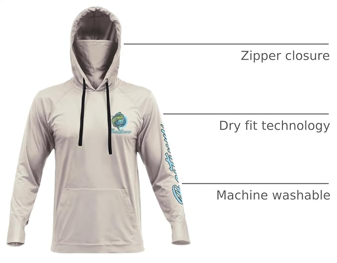Fishing Shirts for Men,UPF50 Hooded Long Sleeve with Gaiter, Sun Protection Dry Fit Apparel, Face Mask, Fishing Clothes