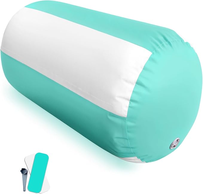 AWSUM Gymnastics Air Barrel, 47.3" x 31.5" Inflatable Tumbling Barrel Backhandspring Training Barrel Air Roller for Back-bend Handstand Cheerleading Yoga Home Gym(No Pump)